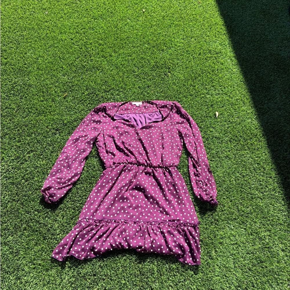 Nine Britton Plum Dress with White Dots